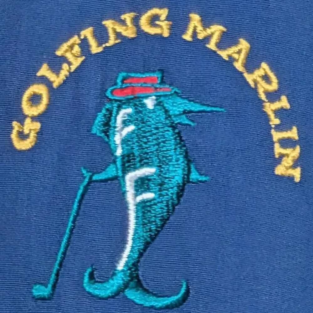 Vintage Golfing Marlin Windbreaker Jacket Blue Water Wear Men Large Blue 1/4 Zip